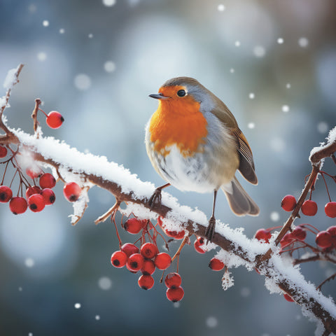 Snowy Berry Robin